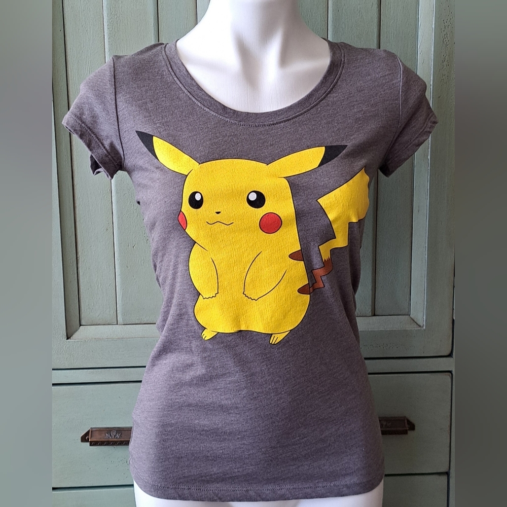 Pokémon Pikachu Womens Front Back Graphic T-Shirt Gray Size M 2013